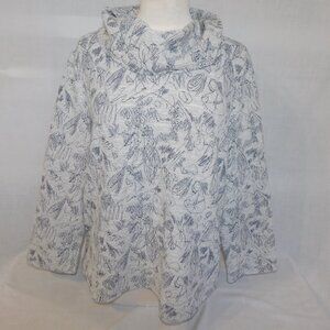 Habitat Womens L Light Dark Gray Scribble Design Cowl neck 3/4 sleeve Top